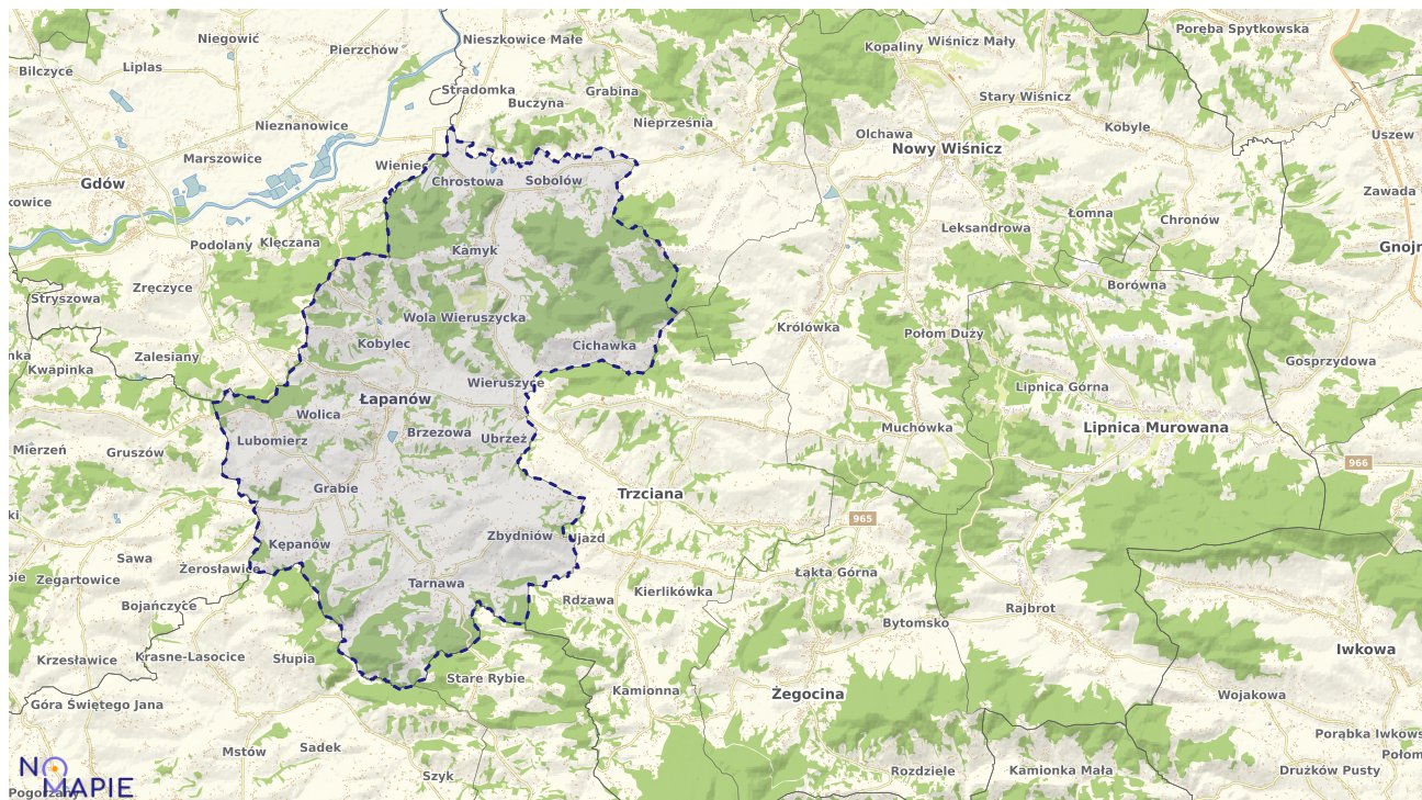 Mapa obszarów ochrony przyrody Łapanowa